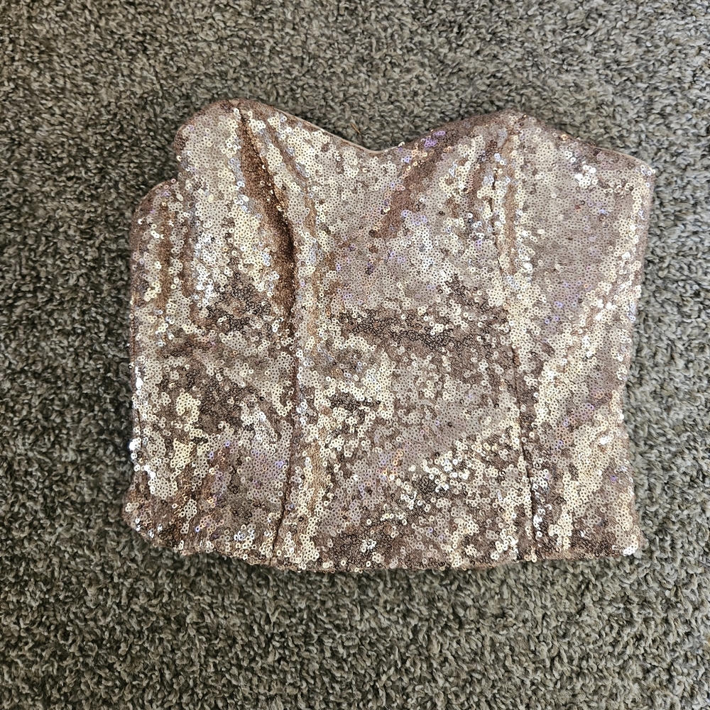Watter&Watters Pink Sequin Strapless Top